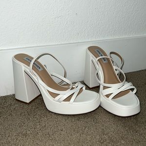 Steve Madden Affection White Block Heel